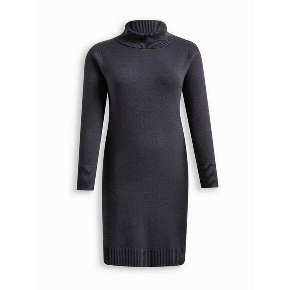 NEW $99 TORRID Sweater Dress Gray Plus Size 2X At The Knee Ultra Soft Turtleneck - Picture 7 of 8